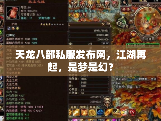 天龙八部私服发布网，江湖再起，是梦是幻？