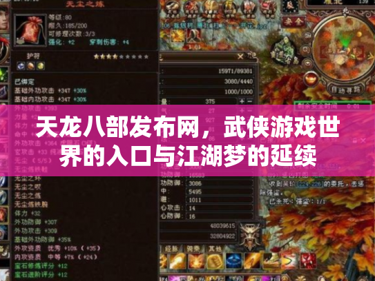 天龙八部发布网，武侠游戏世界的入口与江湖梦的延续