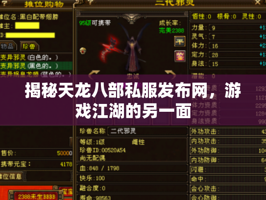 揭秘天龙八部私服发布网，游戏江湖的另一面