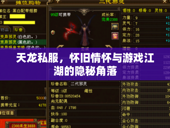 天龙私服，怀旧情怀与游戏江湖的隐秘角落