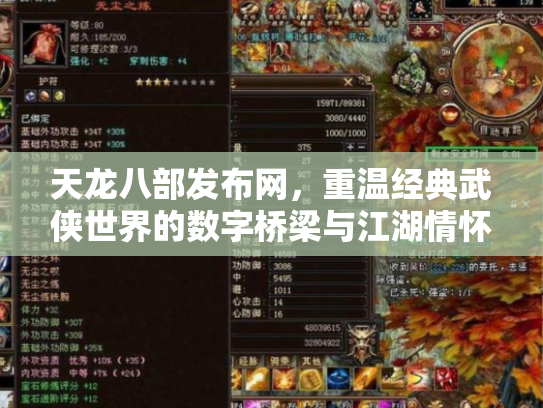 天龙八部发布网，重温经典武侠世界的数字桥梁与江湖情怀