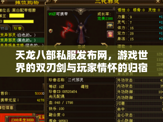 天龙八部私服发布网，游戏世界的双刃剑与玩家情怀的归宿