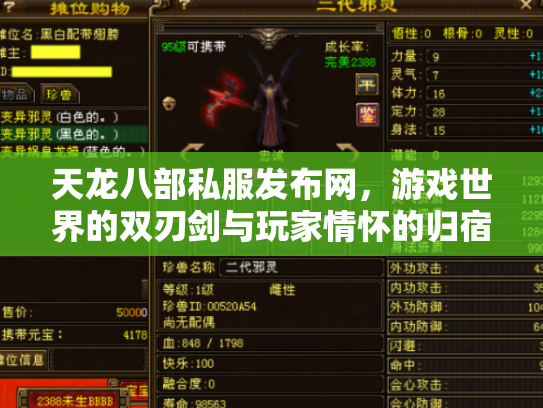 天龙八部私服发布网，游戏世界的双刃剑与玩家情怀的归宿