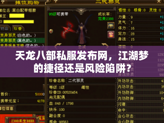 天龙八部私服发布网，江湖梦的捷径还是风险陷阱？