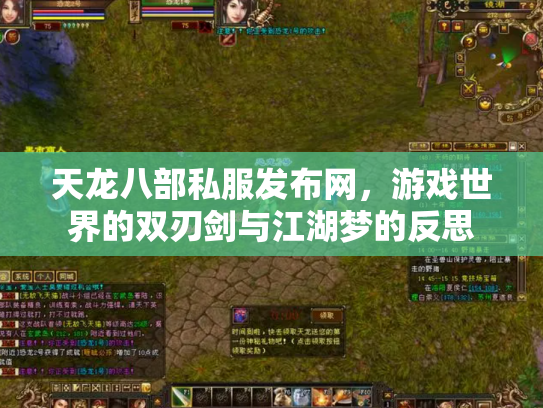 天龙八部私服发布网，游戏世界的双刃剑与江湖梦的反思