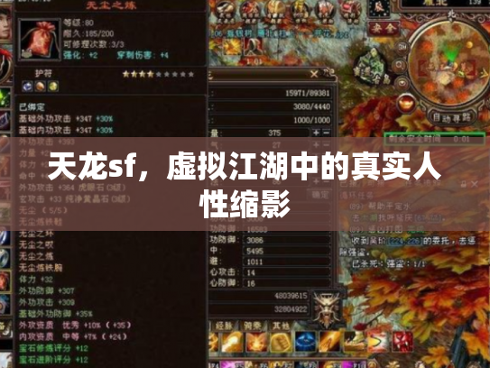 天龙sf，虚拟江湖中的真实人性缩影