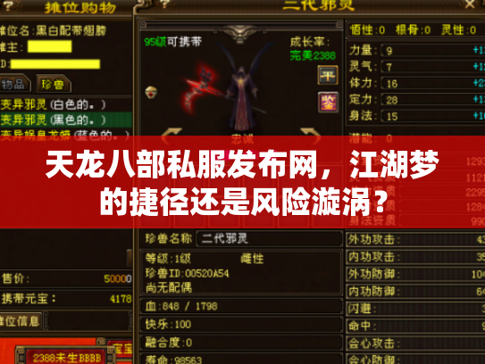 天龙八部私服发布网，江湖梦的捷径还是风险漩涡？