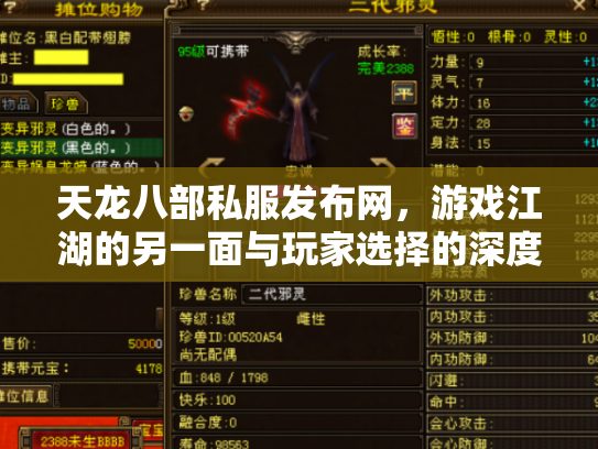 天龙八部私服发布网，游戏江湖的另一面与玩家选择的深度思考