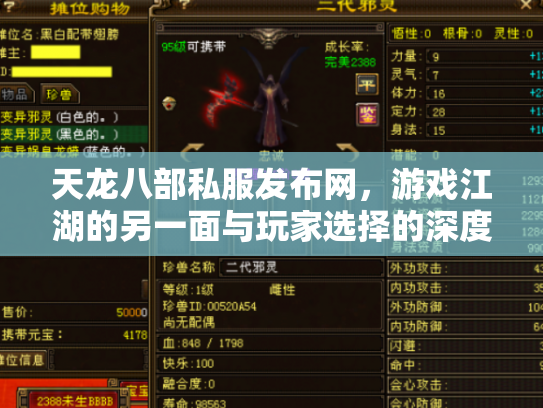 天龙八部私服发布网，游戏江湖的另一面与玩家选择的深度思考