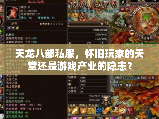 天龙八部私服，怀旧玩家的天堂还是游戏产业的隐患？