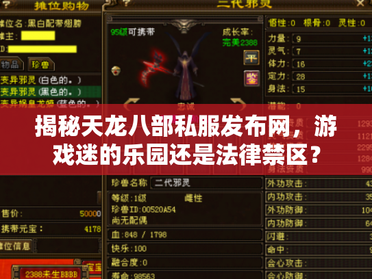 揭秘天龙八部私服发布网，游戏迷的乐园还是法律禁区？