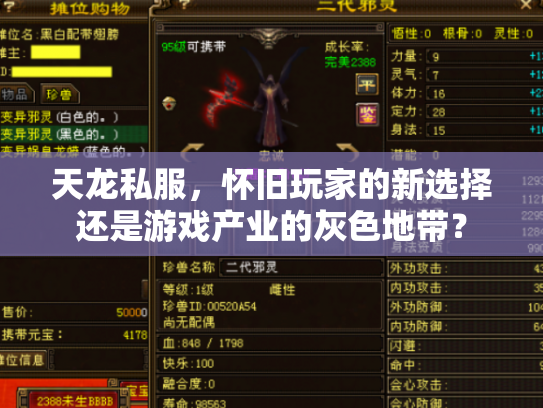 天龙私服，怀旧玩家的新选择还是游戏产业的灰色地带？