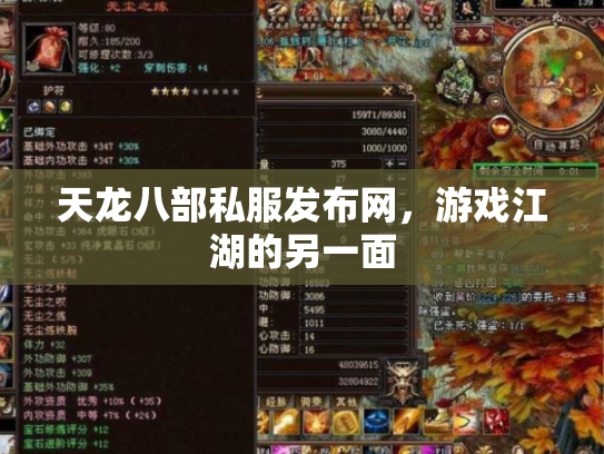 天龙八部私服发布网，游戏江湖的另一面