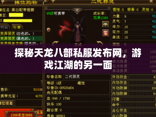 探秘天龙八部私服发布网，游戏江湖的另一面
