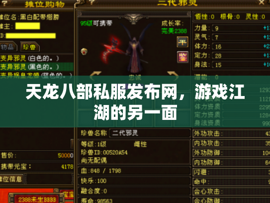 天龙八部私服发布网，游戏江湖的另一面