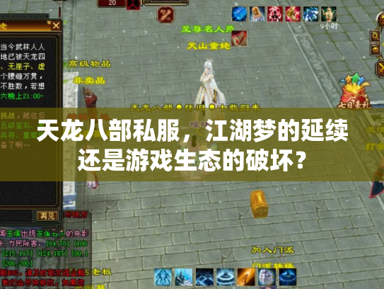 天龙八部私服，江湖梦的延续还是游戏生态的破坏？