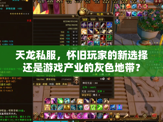 天龙私服，怀旧玩家的新选择还是游戏产业的灰色地带？