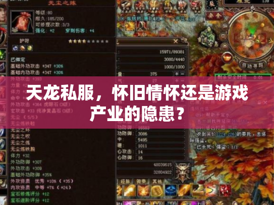 天龙私服，怀旧情怀还是游戏产业的隐患？