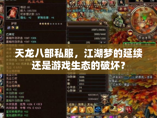 天龙八部私服，江湖梦的延续还是游戏生态的破坏？