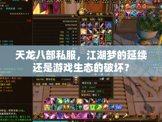 天龙八部私服，江湖梦的延续还是游戏生态的破坏？