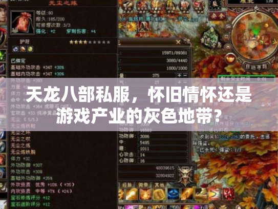 天龙八部私服，怀旧情怀还是游戏产业的灰色地带？