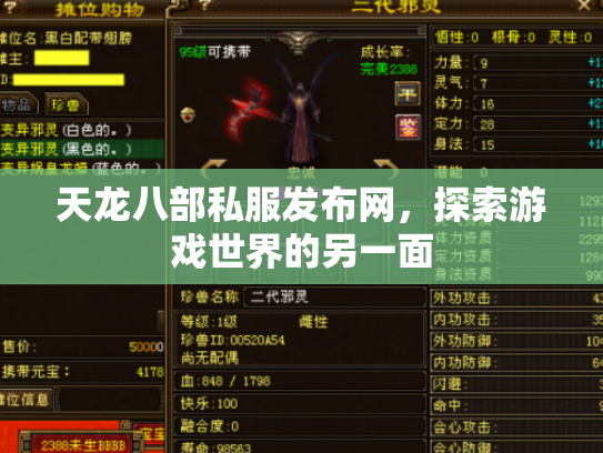 天龙八部私服发布网，探索游戏世界的另一面